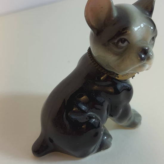 Japan Vintage Boston Terrier Figurine with Collar