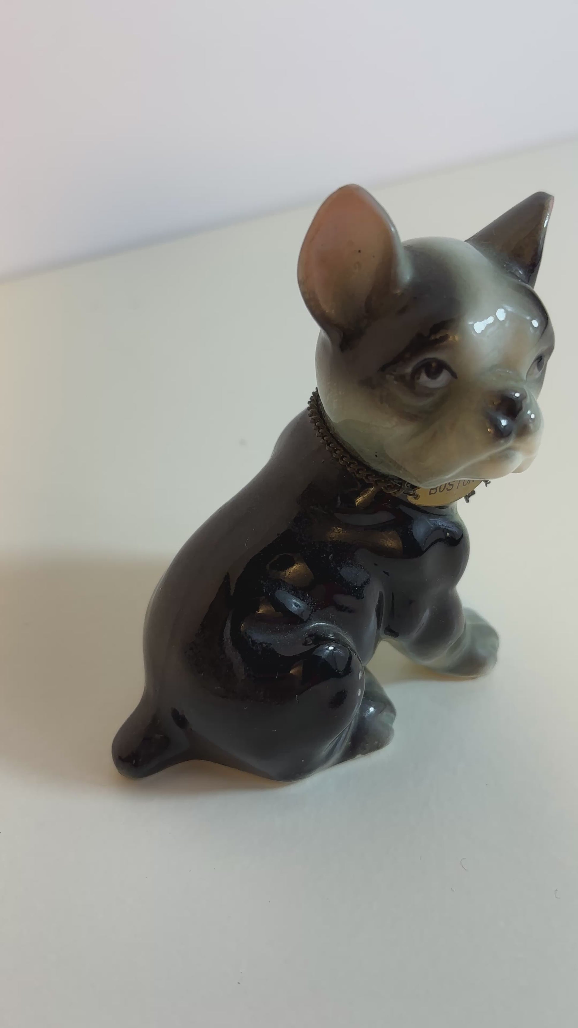 Japan Vintage Boston Terrier Figurine with Collar