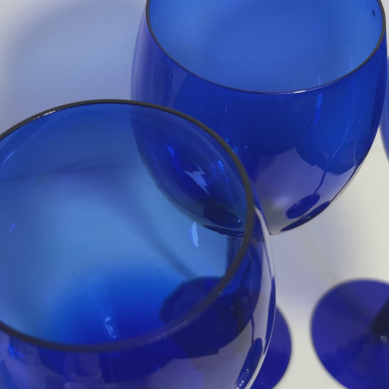 Cobalt Blue Stemmed Wine Glass Set