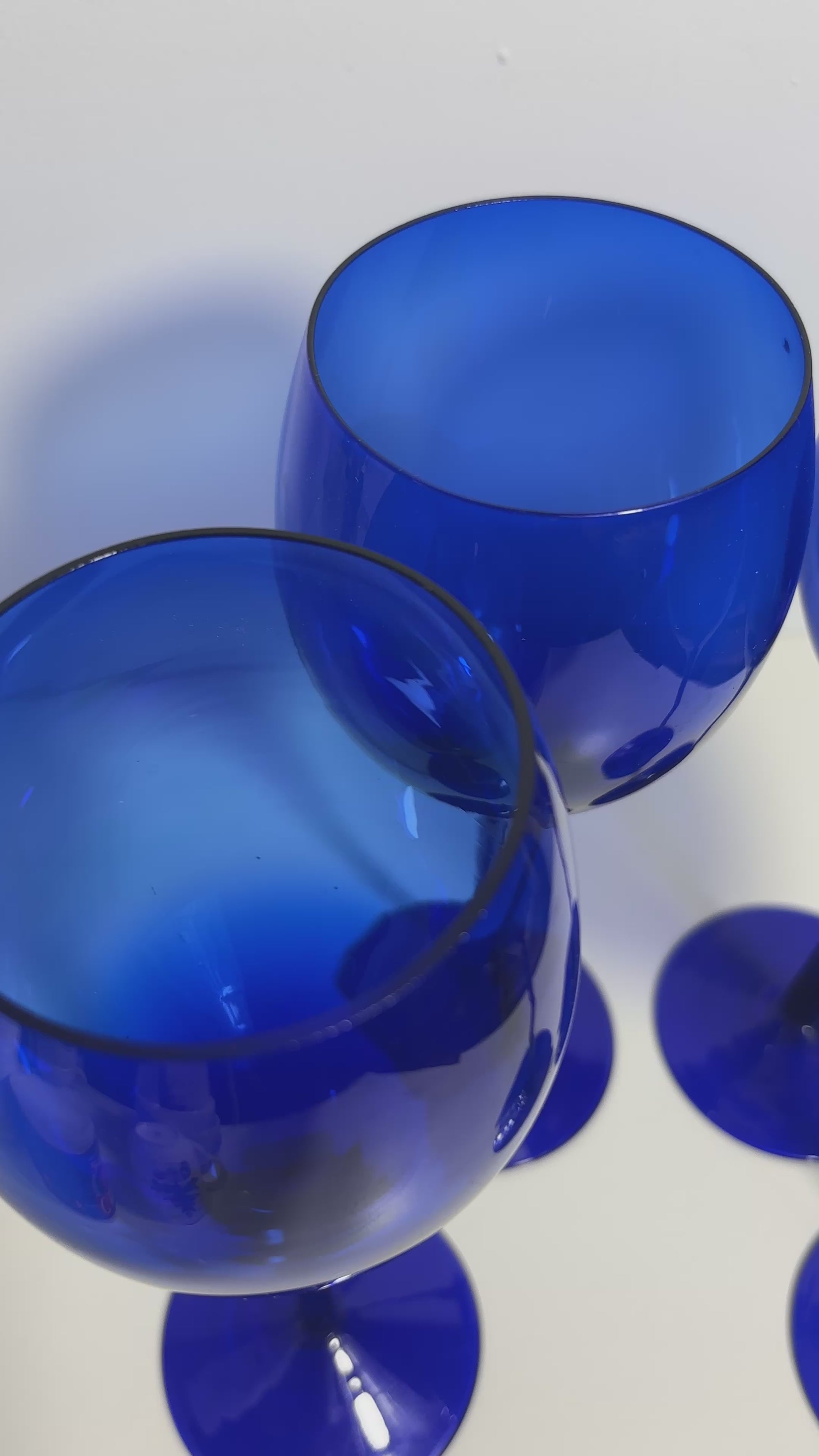 Cobalt Blue Stemmed Wine Glass Set