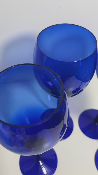 Cobalt Blue Stemmed Wine Glass Set