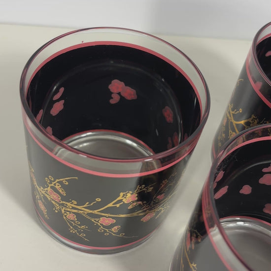 Cutler Cherry Blossom Old Fashioned Lowball Glasses Set