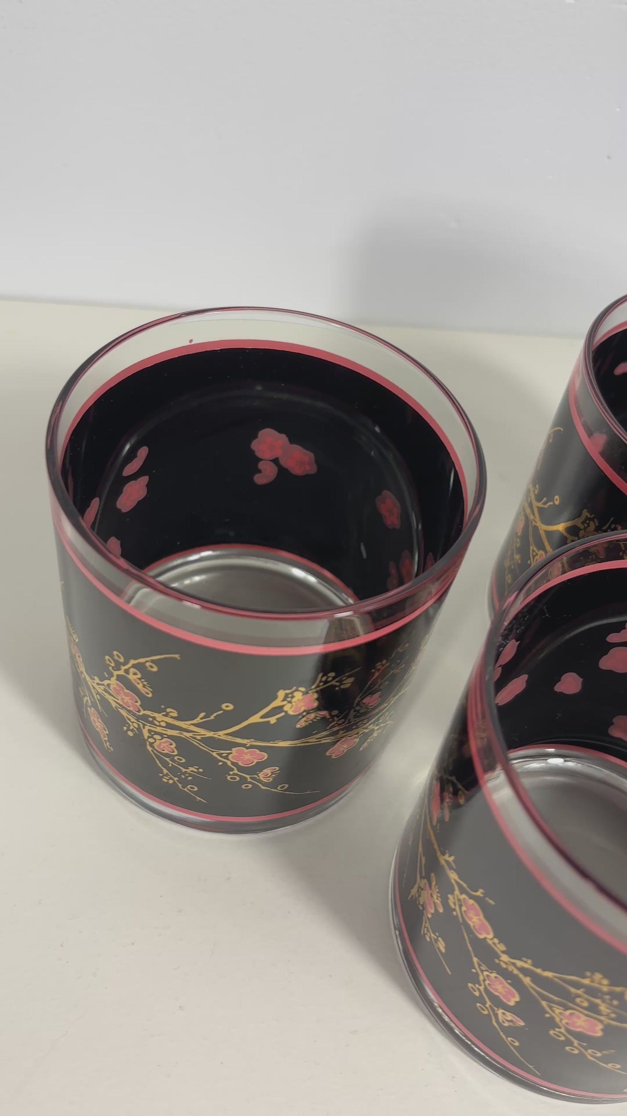Cutler Cherry Blossom Old Fashioned Lowball Glasses Set