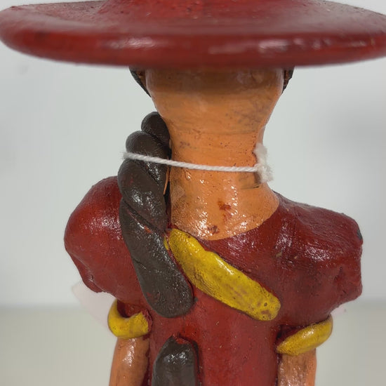 Dominican Hand Painted Faceless Clay Doll Statuette