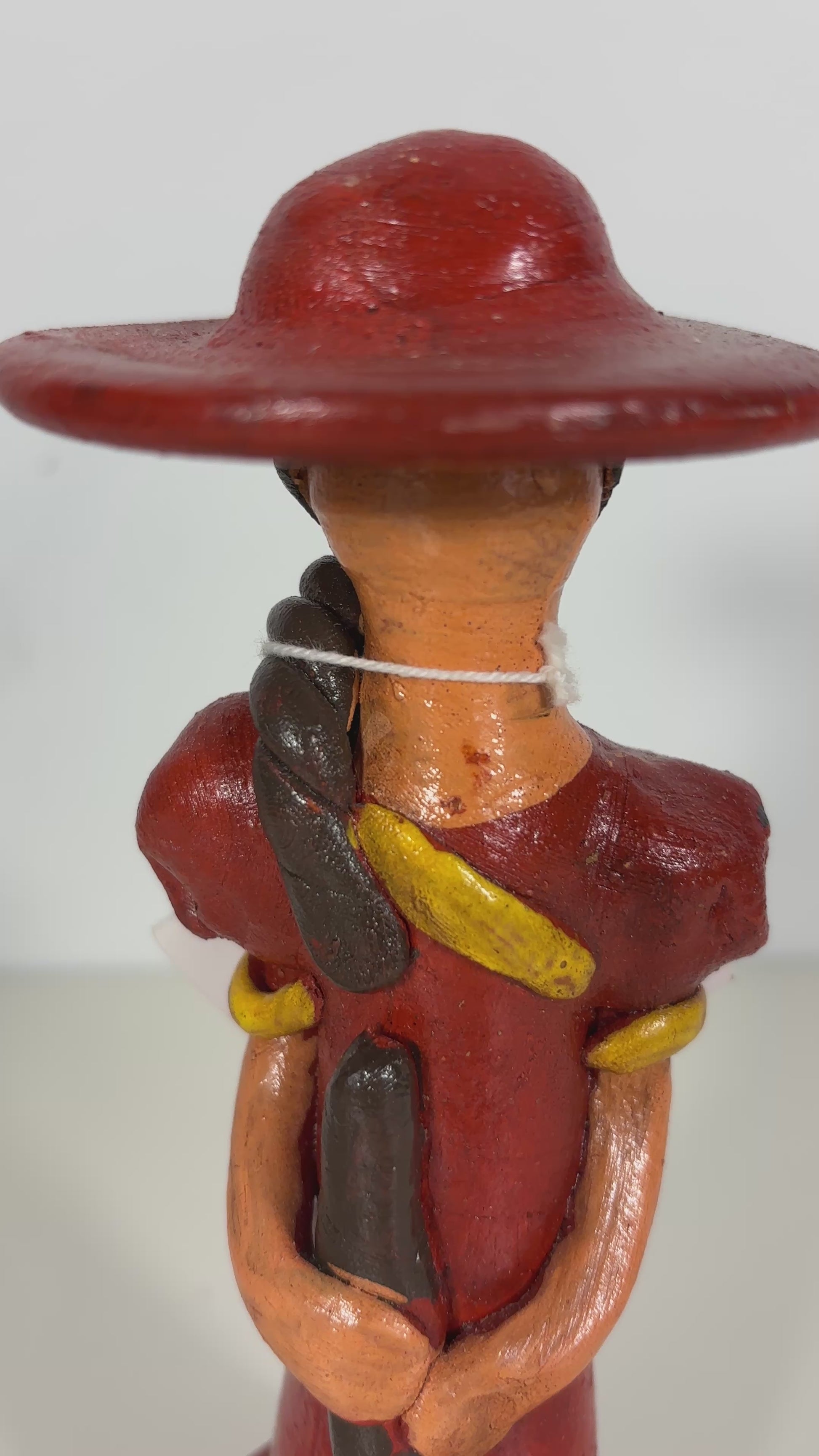 Dominican Hand Painted Faceless Clay Doll Statuette