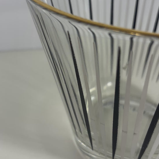 Hazel Atlas Atomic Age Gold Rim Striped Ice Bucket