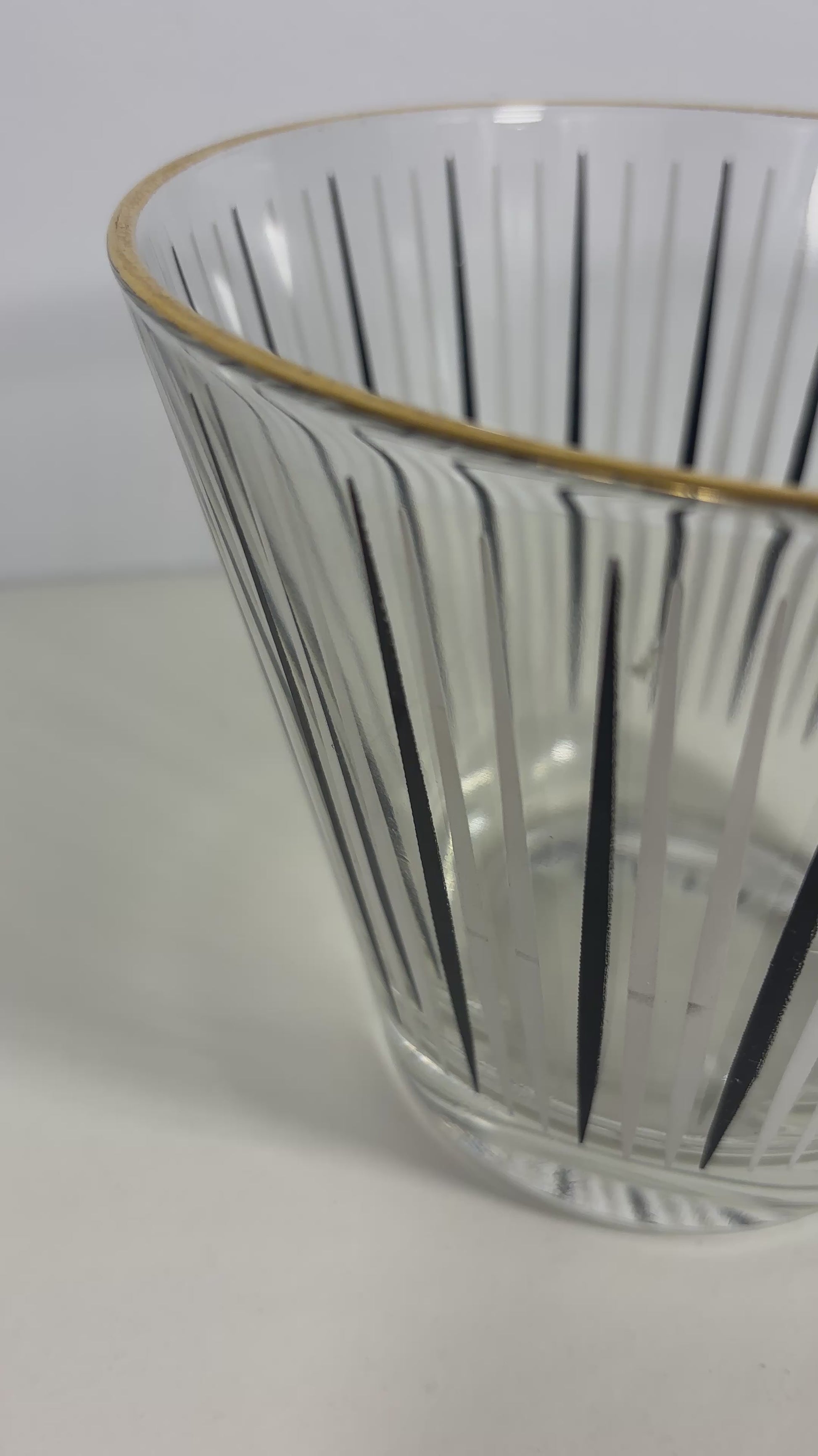 Hazel Atlas Atomic Age Gold Rim Striped Ice Bucket