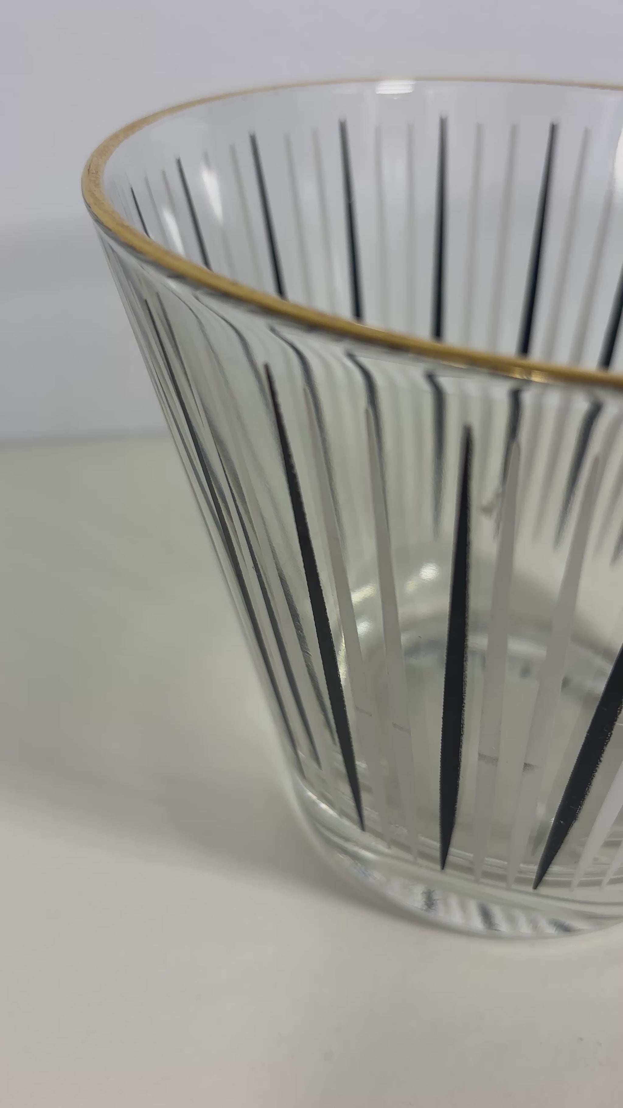 Hazel Atlas Atomic Age Gold Rim Striped Ice Bucket