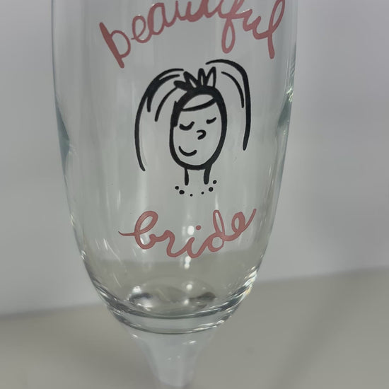 Wendy Tancock Beautiful Bride Groovy Groom Champagne Glass Set