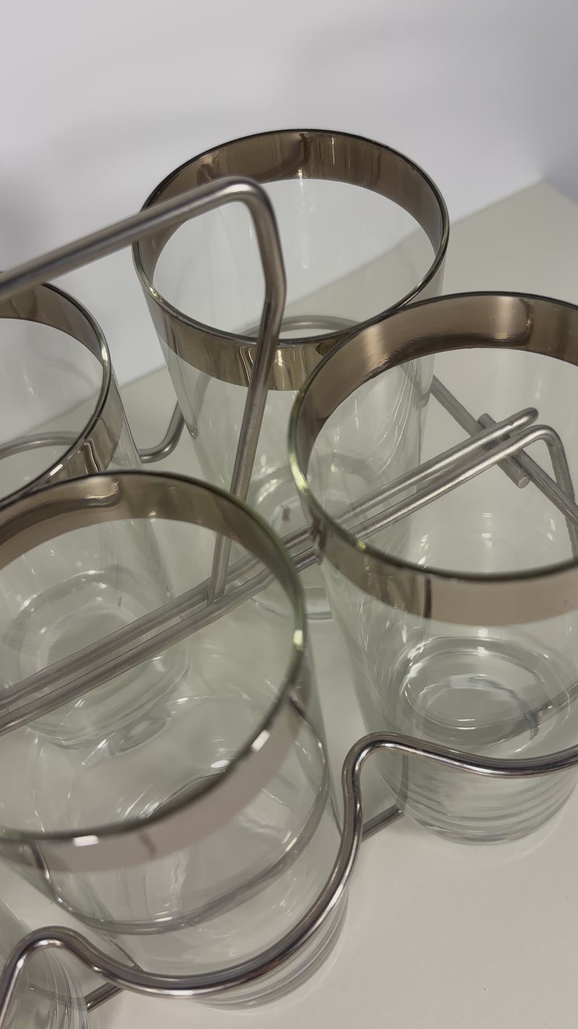 Dorothy Thorpe Silver Cocktail Highball Barware Set with Carrier