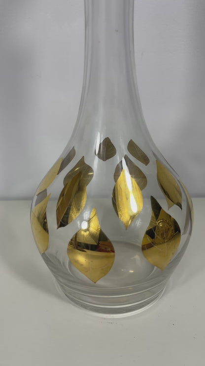 Vintage Genie Shaped Gold Leaf Theme Decanter