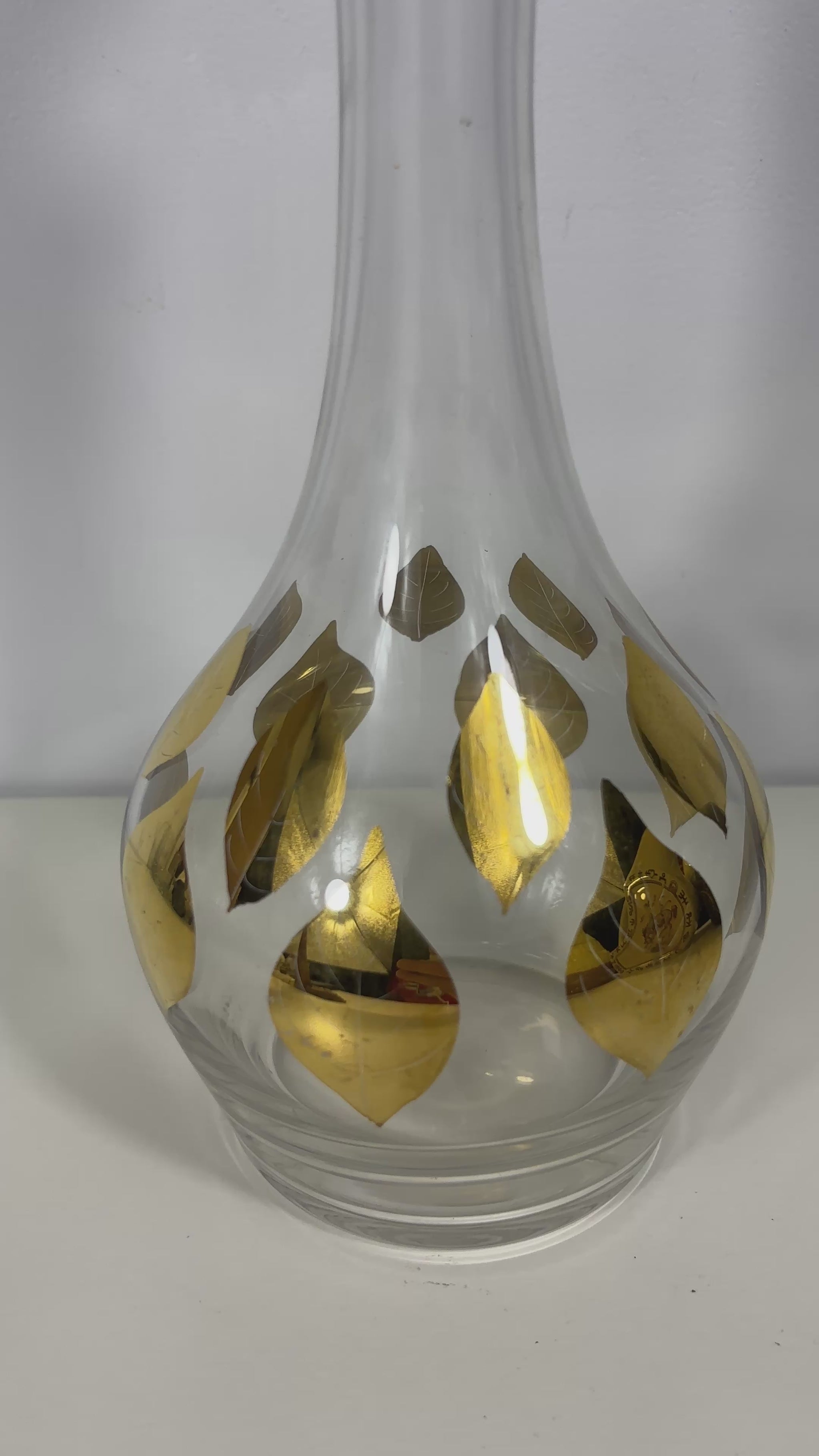 Vintage Genie Shaped Gold Leaf Theme Decanter