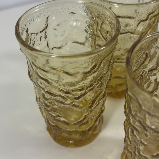 Anchor Hocking Lido Milano Honey Gold Tumbler Glass Set
