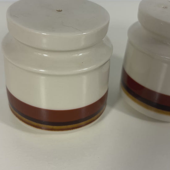 Made in Japan Brown Striped Salt and Pepper Shakers