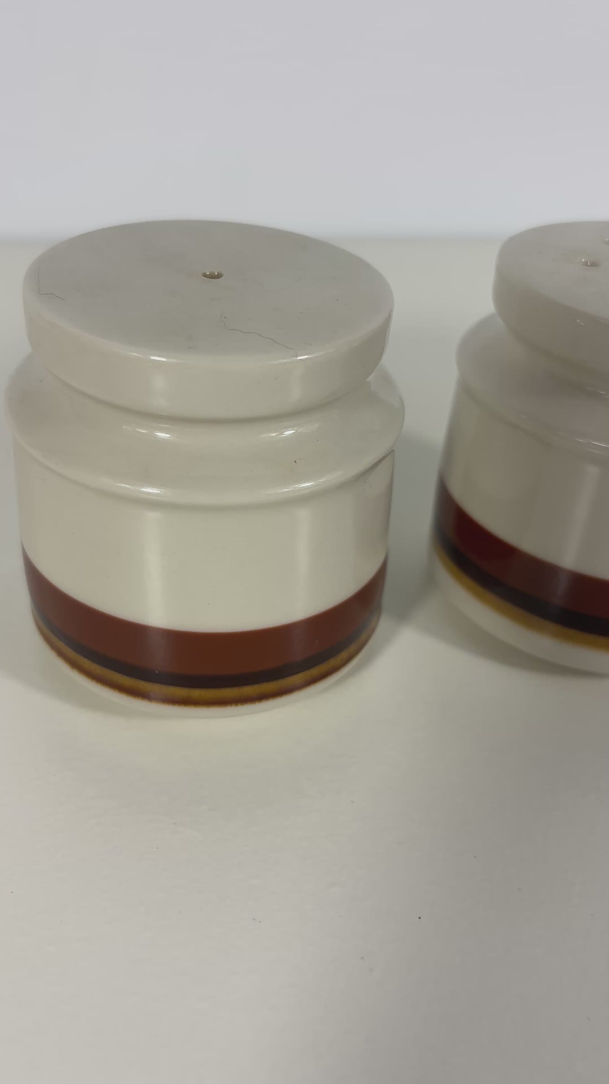 Made in Japan Brown Striped Salt and Pepper Shakers