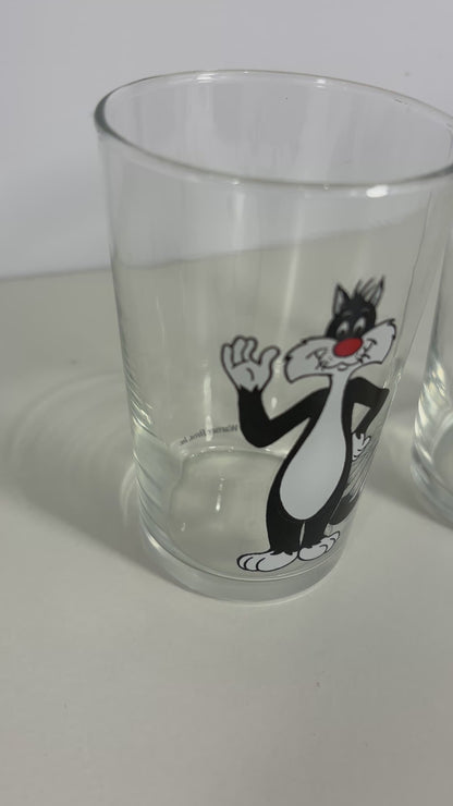 1989 Warner Bros Sylvester and Road Runner Glasses