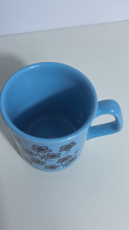 Kiln Craft Blue Flowers Retro Coffee Mug
