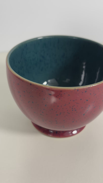 Denby Harlequin Red and Green Breakfast Teacups