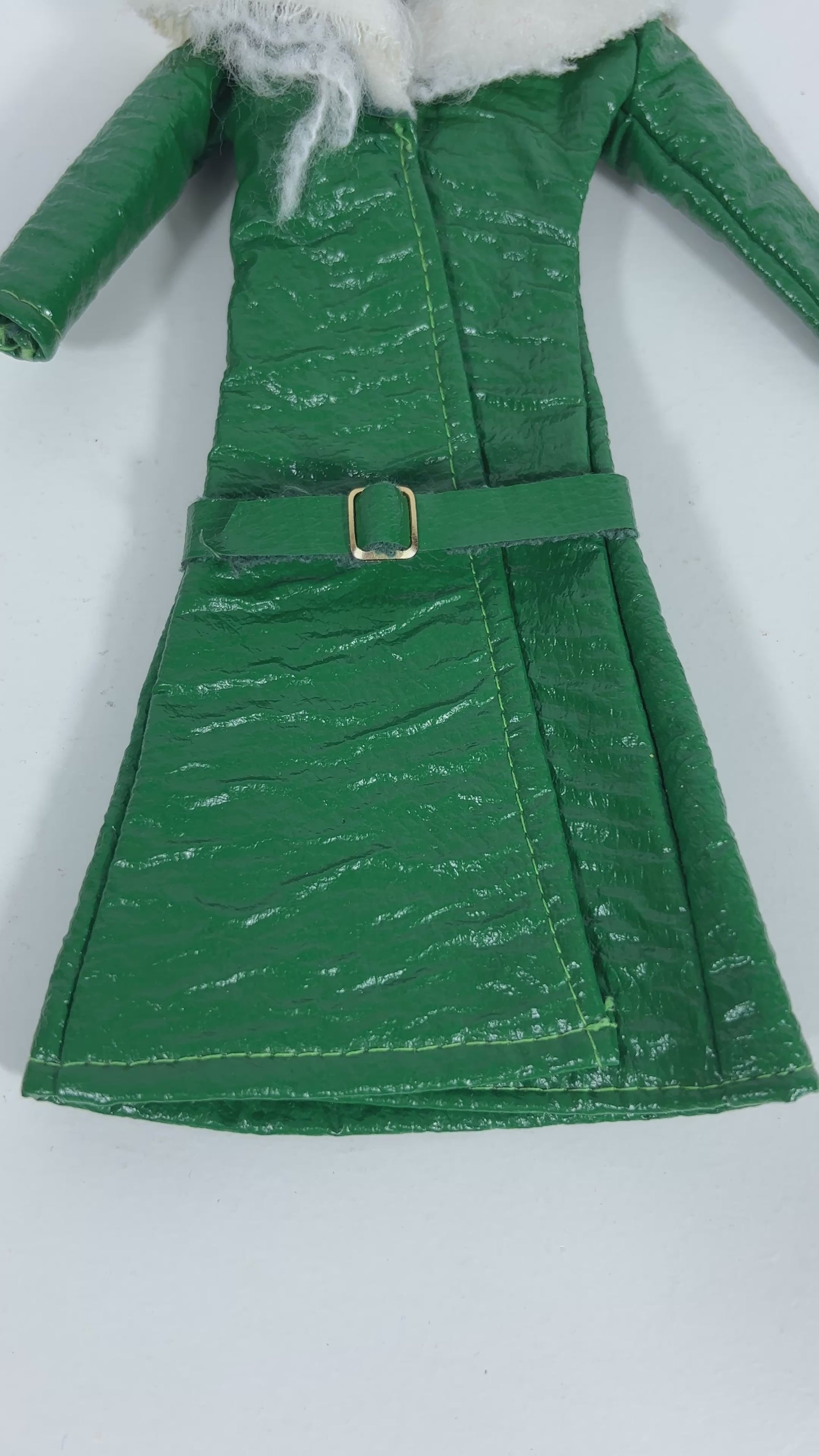 Vintage Barbie Green Pleather Coat with Belt
