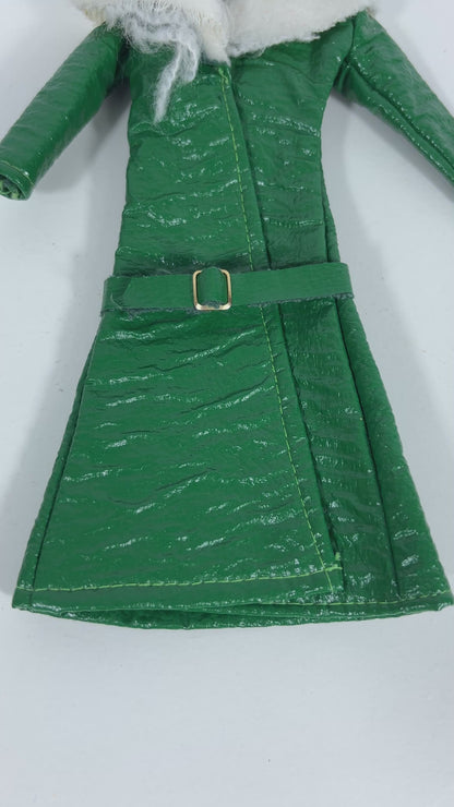 Vintage Barbie Green Pleather Coat with Belt