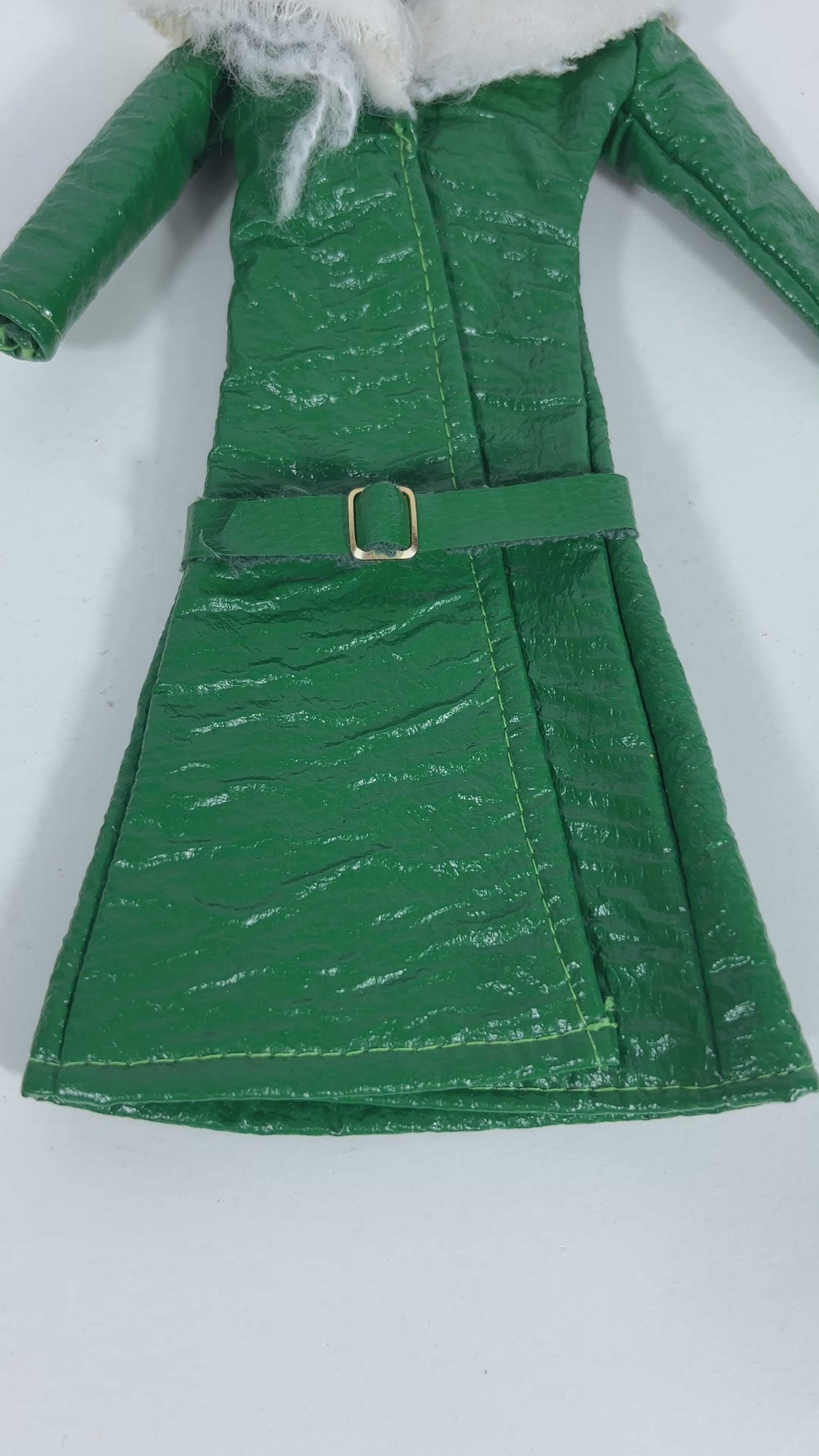 Vintage Barbie Green Pleather Coat with Belt