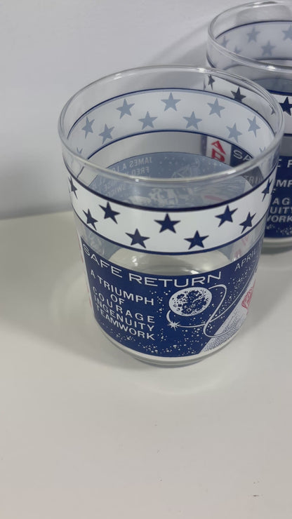 1970 Libbey NASA Apollo 13 Safe Return Glass Set