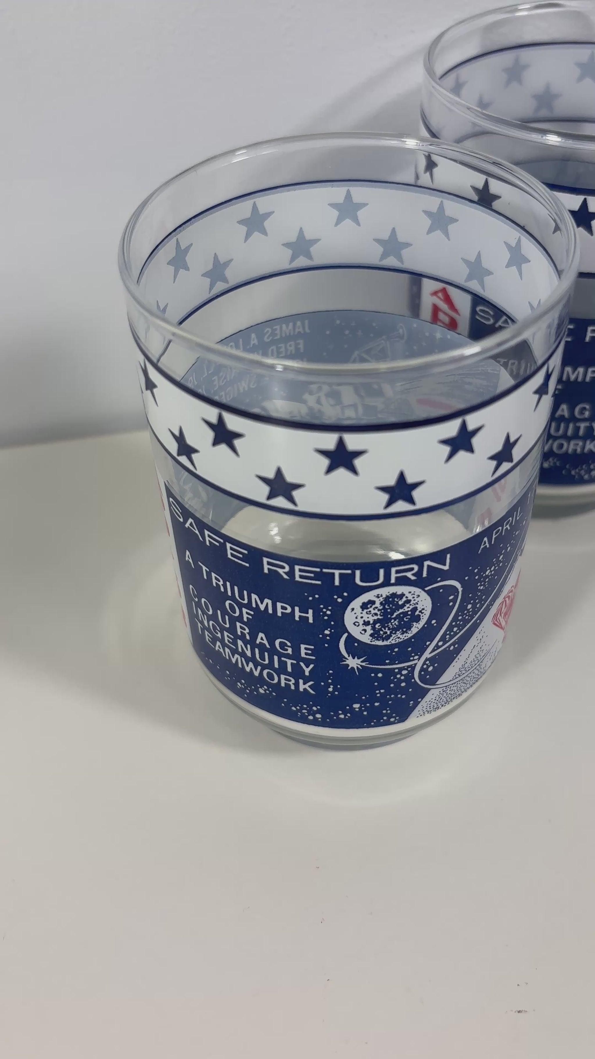 1970 Libbey NASA Apollo 13 Safe Return Glass Set