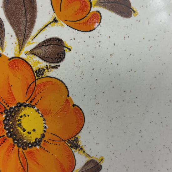 Valencia Japan Orange Floral Stoneware Bread Plate