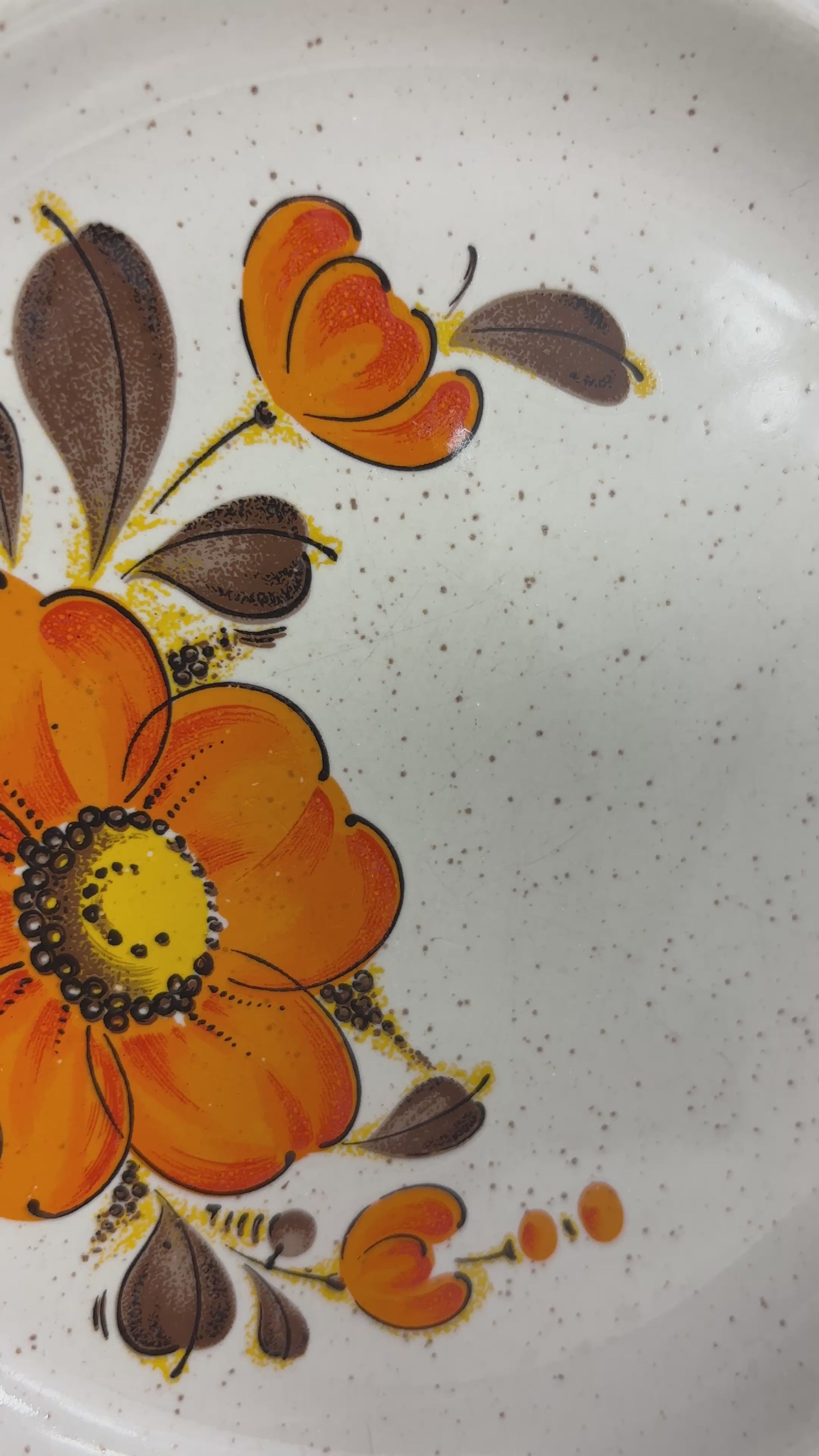 Valencia Japan Orange Floral Stoneware Bread Plate