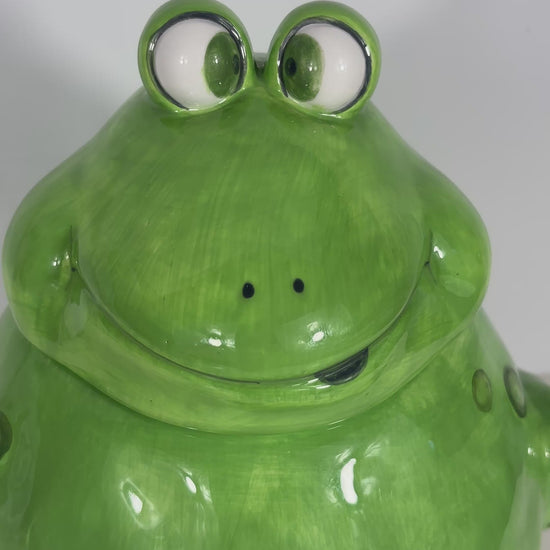 Bella Casa by Ganz Cross Eyed Frog Cookie Jar