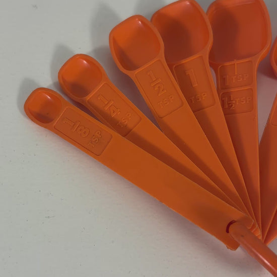 Set of Vintage Orange Tupperware Measuring Spoons