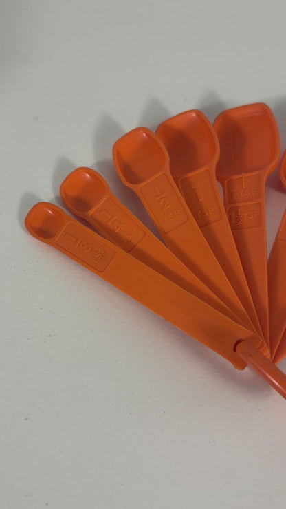 Set of Vintage Orange Tupperware Measuring Spoons