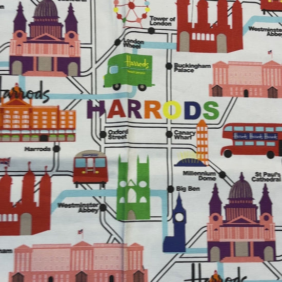 Harrods Map of London Landmarks Tea Towel