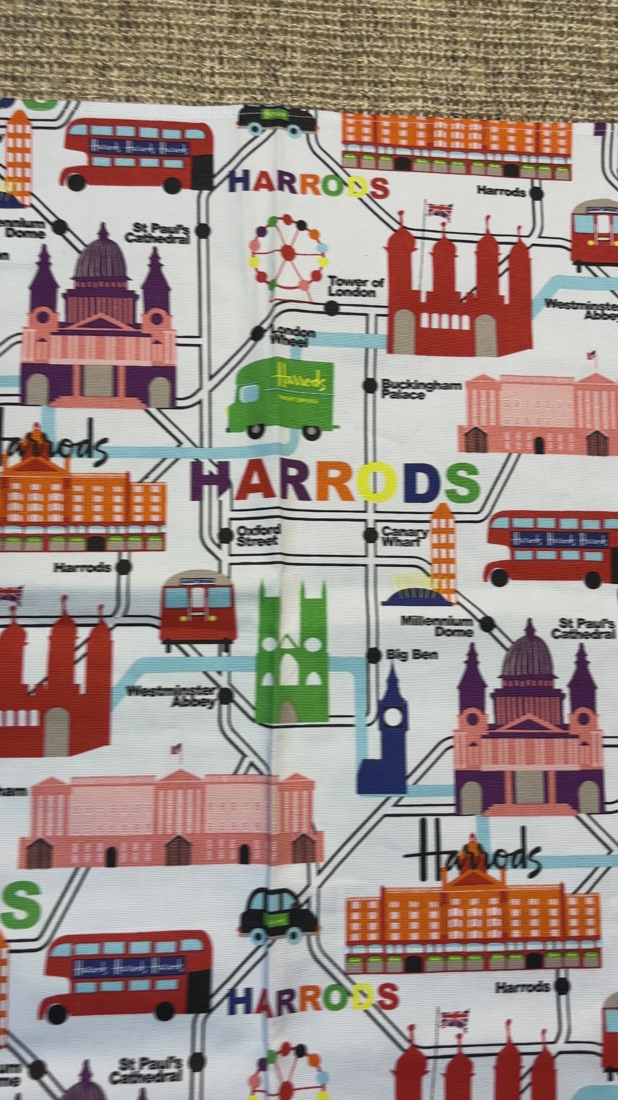 Harrods Map of London Landmarks Tea Towel