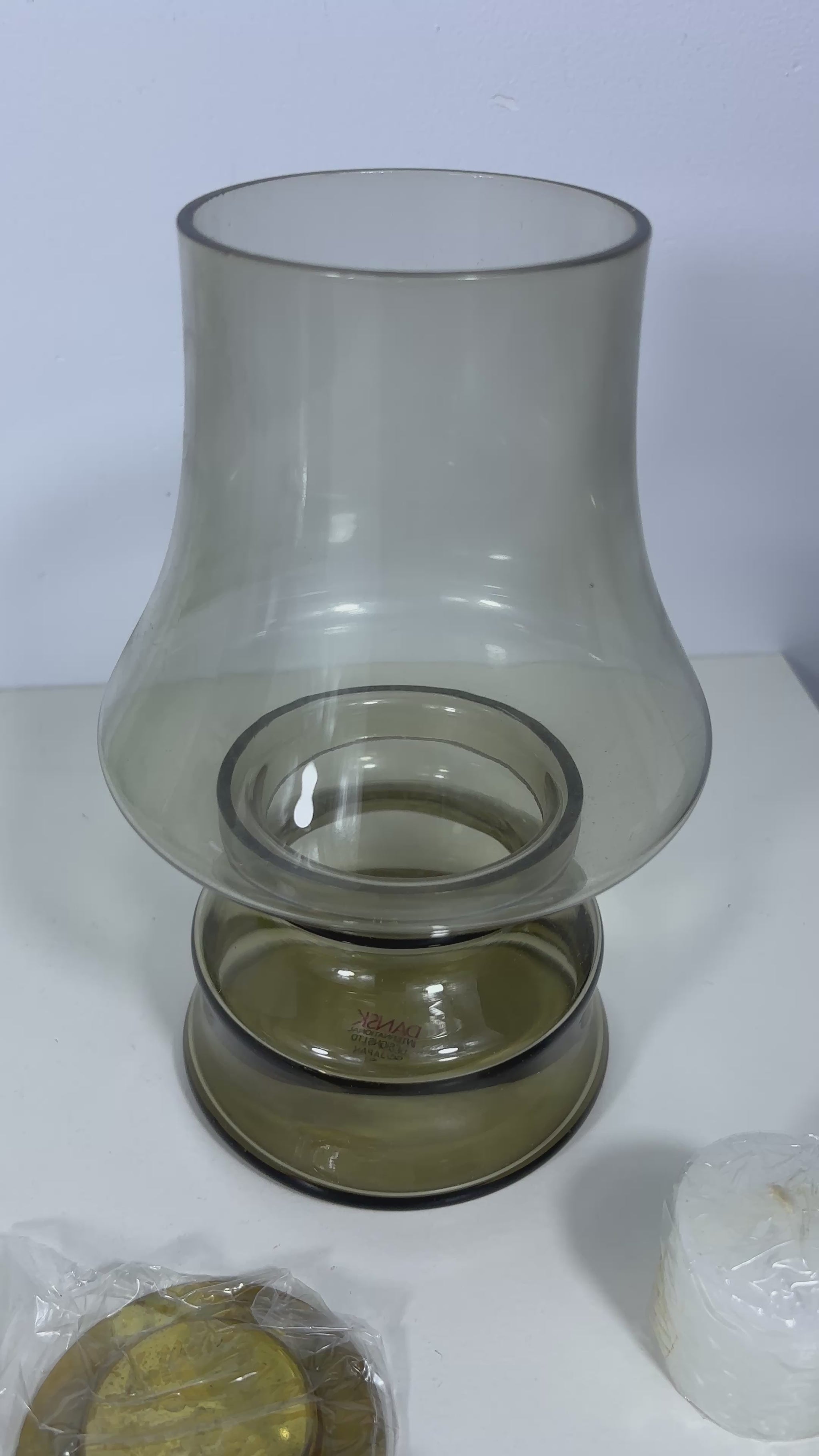 Vintage Dansk Glass Hurricane Lamp Candle Holder