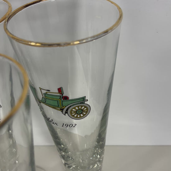 1960s Libbey Vintage Classic Cars Pilsner Glasses Set