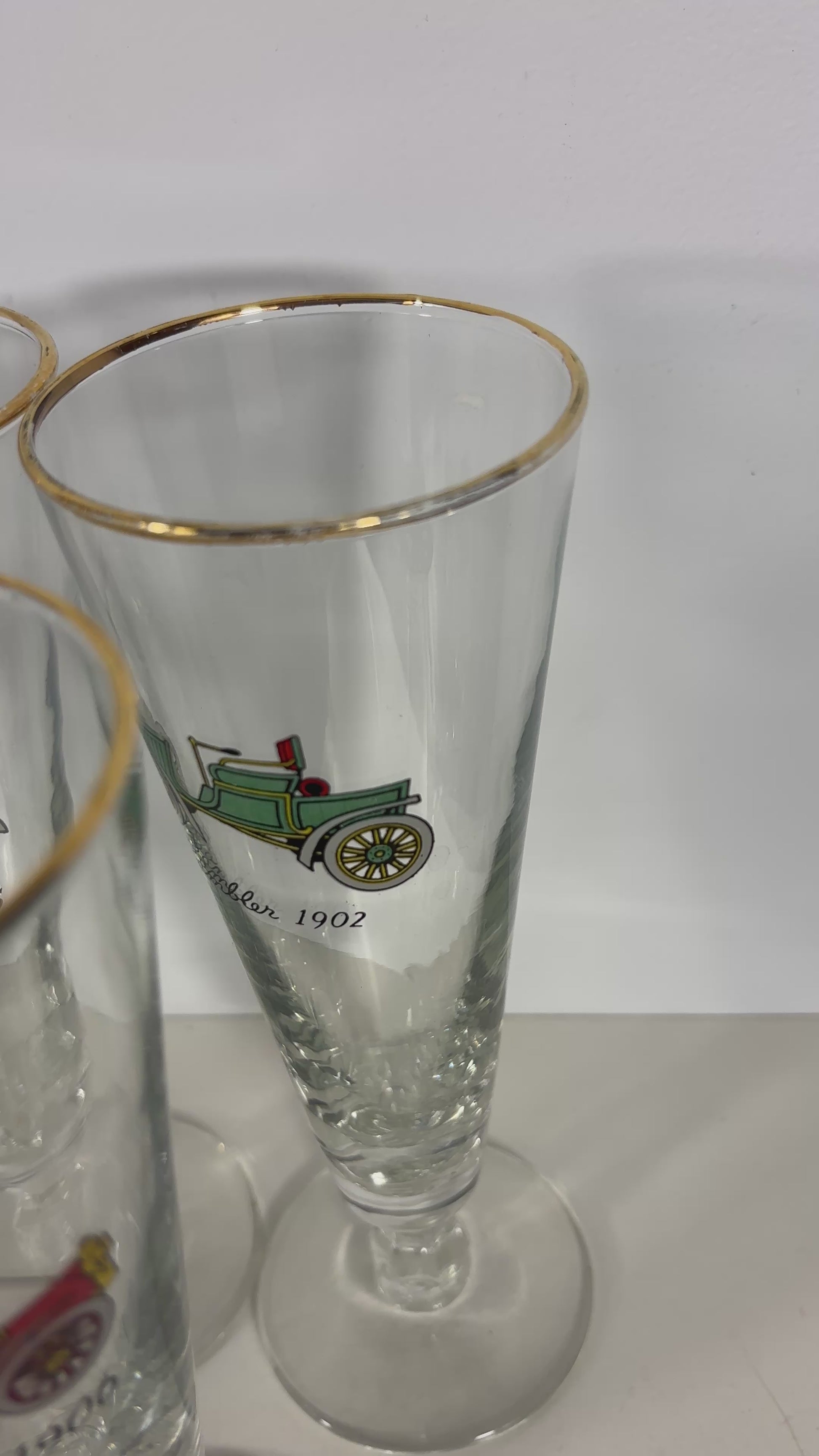 1960s Libbey Vintage Classic Cars Pilsner Glasses Set