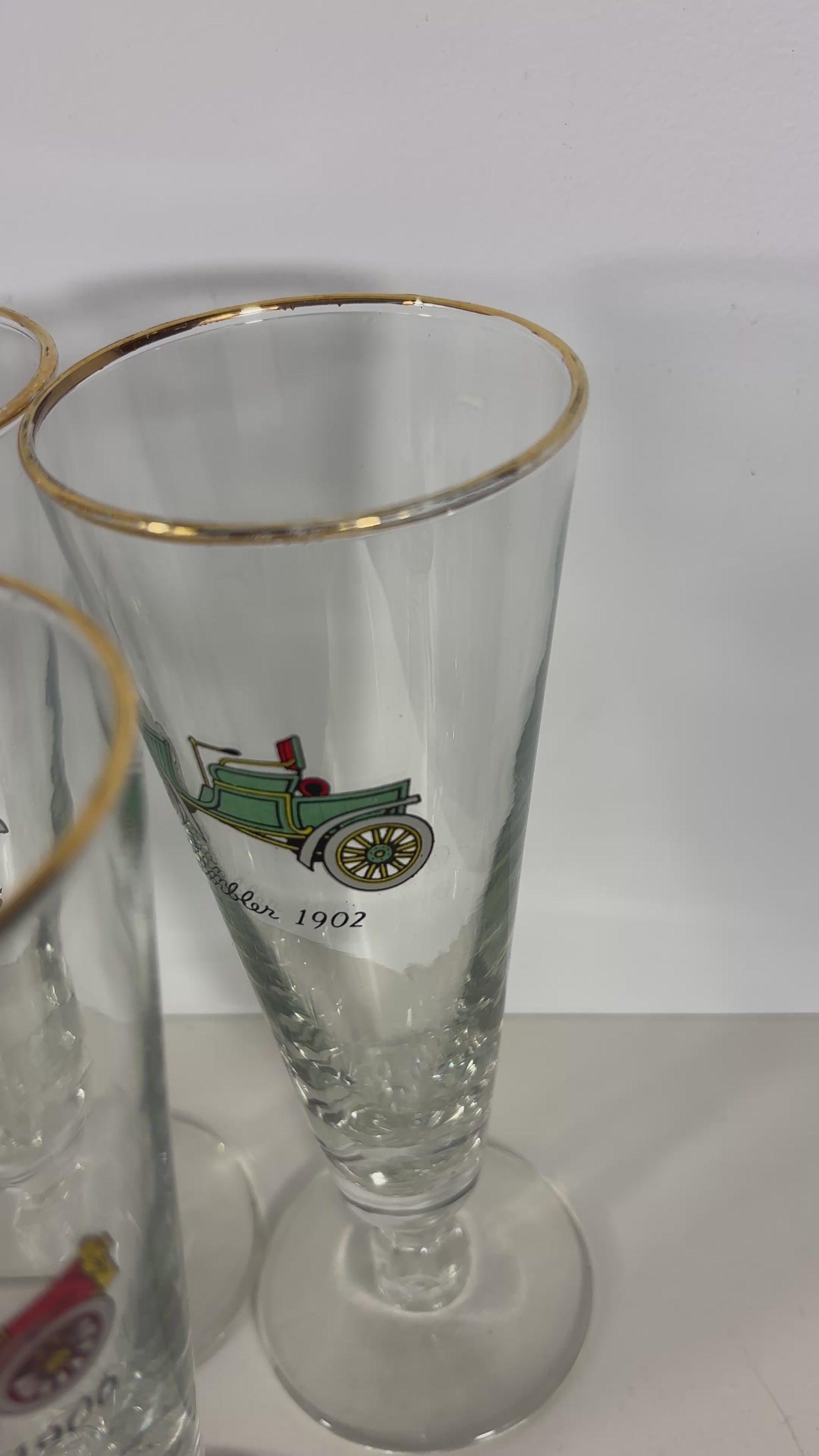 1960s Libbey Vintage Classic Cars Pilsner Glasses Set