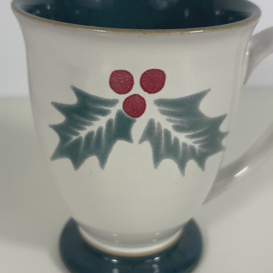 Denby Holly Green Christmas Footed Mug