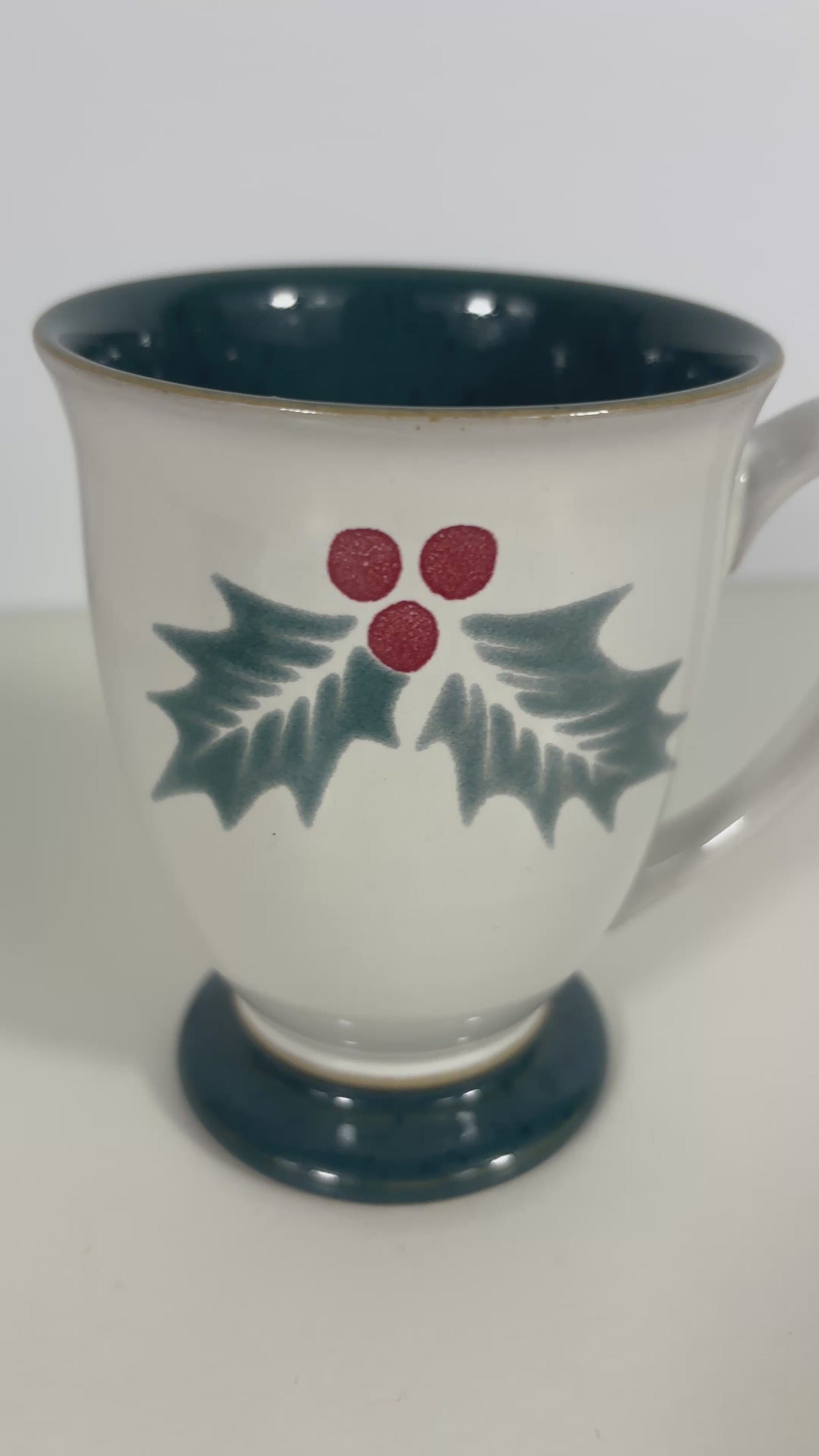 Denby Holly Green Christmas Footed Mug