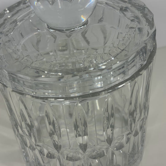 Hungarian Cylindrical Cut Vintage Crystal Cookie Jar