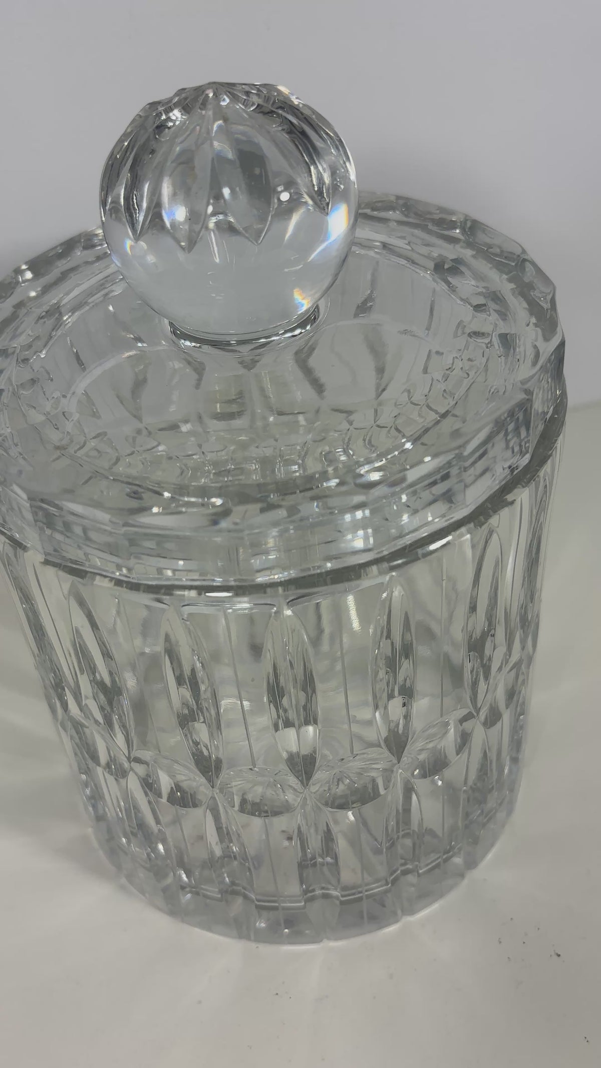 Hungarian Cylindrical Cut Vintage Crystal Cookie Jar