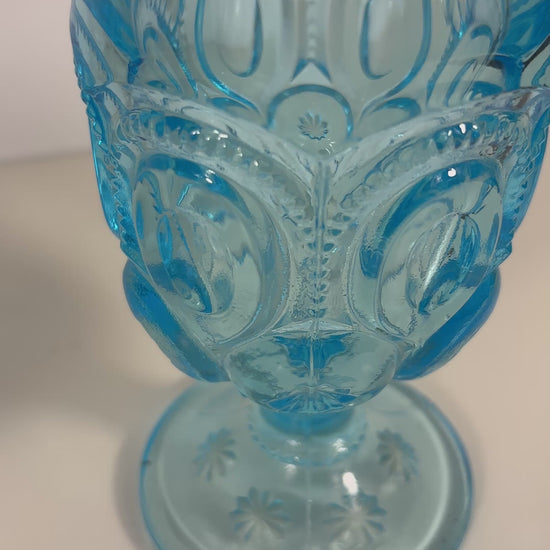 L.E. Smith Moon and Star Light Blue Goblet