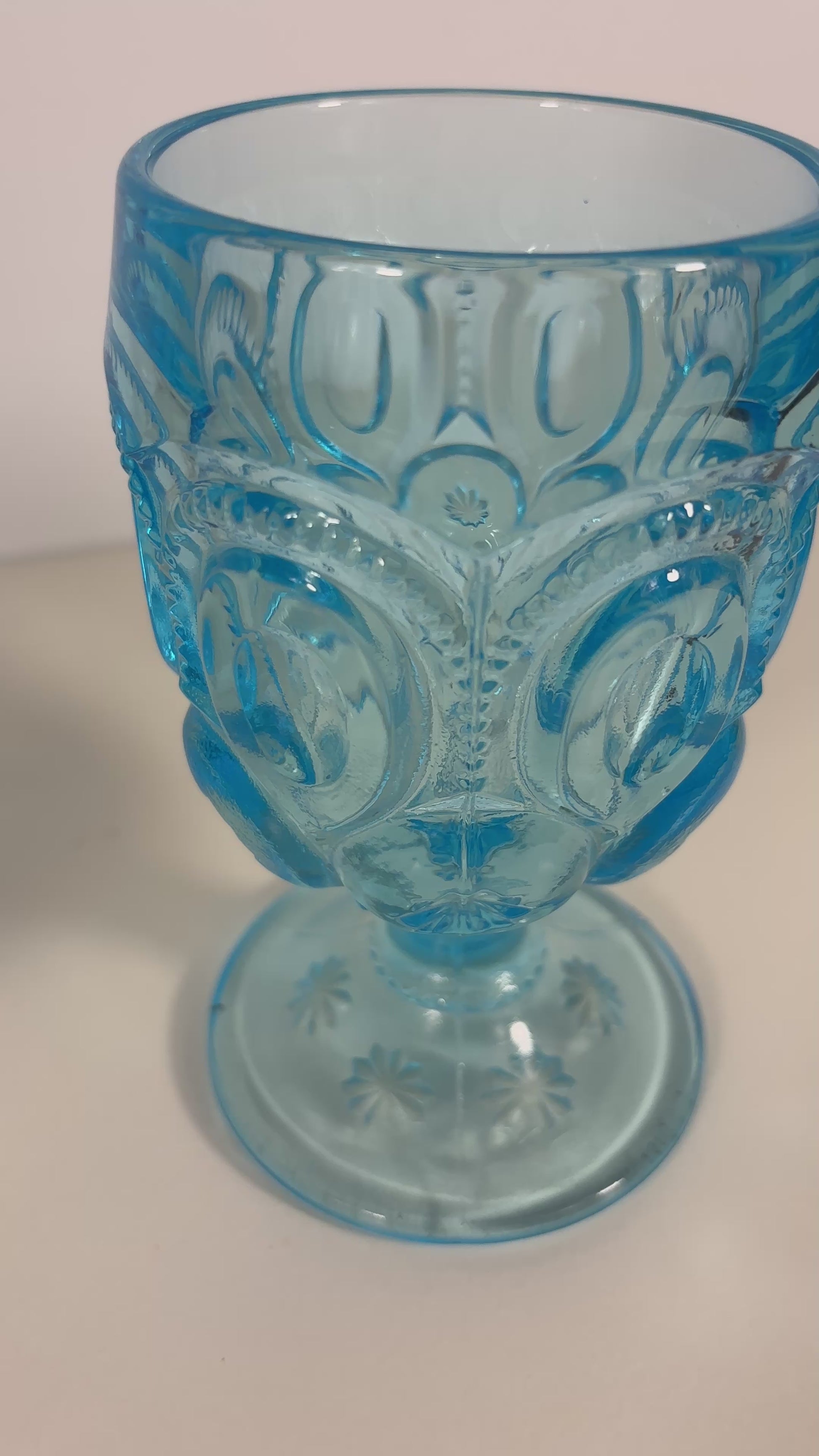 L.E. Smith Moon and Star Light Blue Goblet