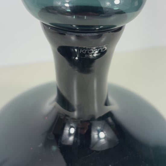 Krosno Poland Petrol Blue Handblown Decanter