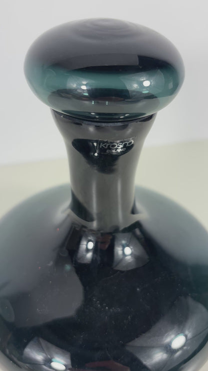 Krosno Poland Petrol Blue Handblown Decanter