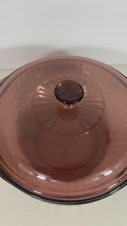 Cranberry Pyrex 2 Quart Ribbed Casserole Dish