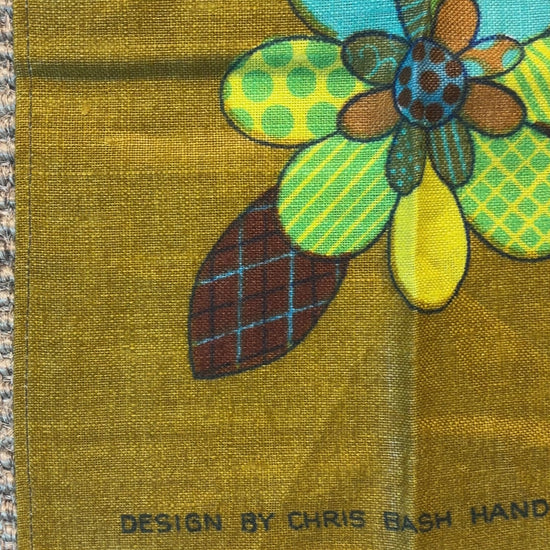 Chris Bash 1960s Retro Flowers Linen Tea Towel