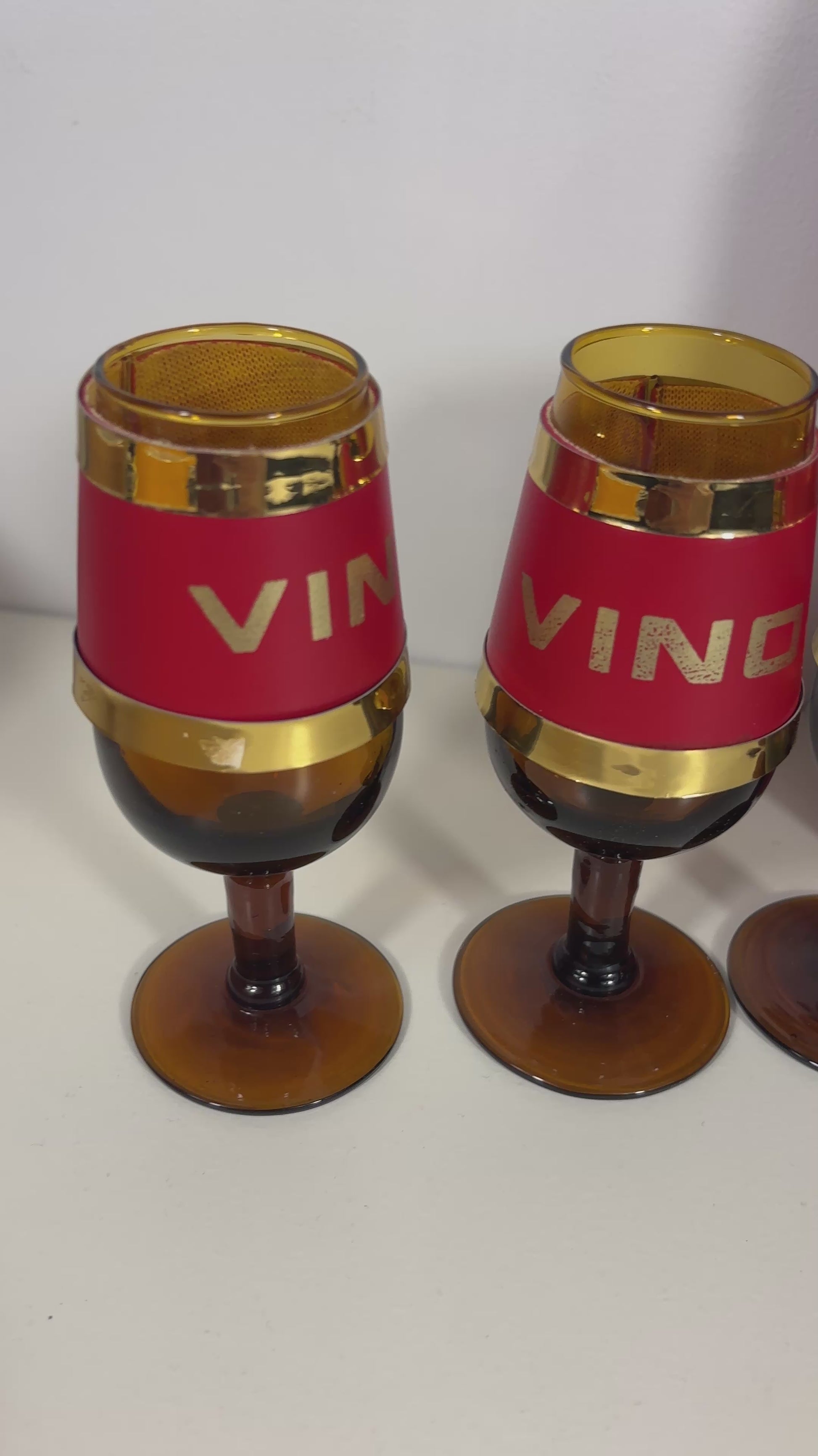 Vintage Italian Red Leather Wrapped Vino Decanter Set
