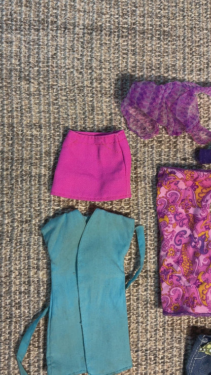 Lot of Vintage Barbie Doll and Various Doll Clothes